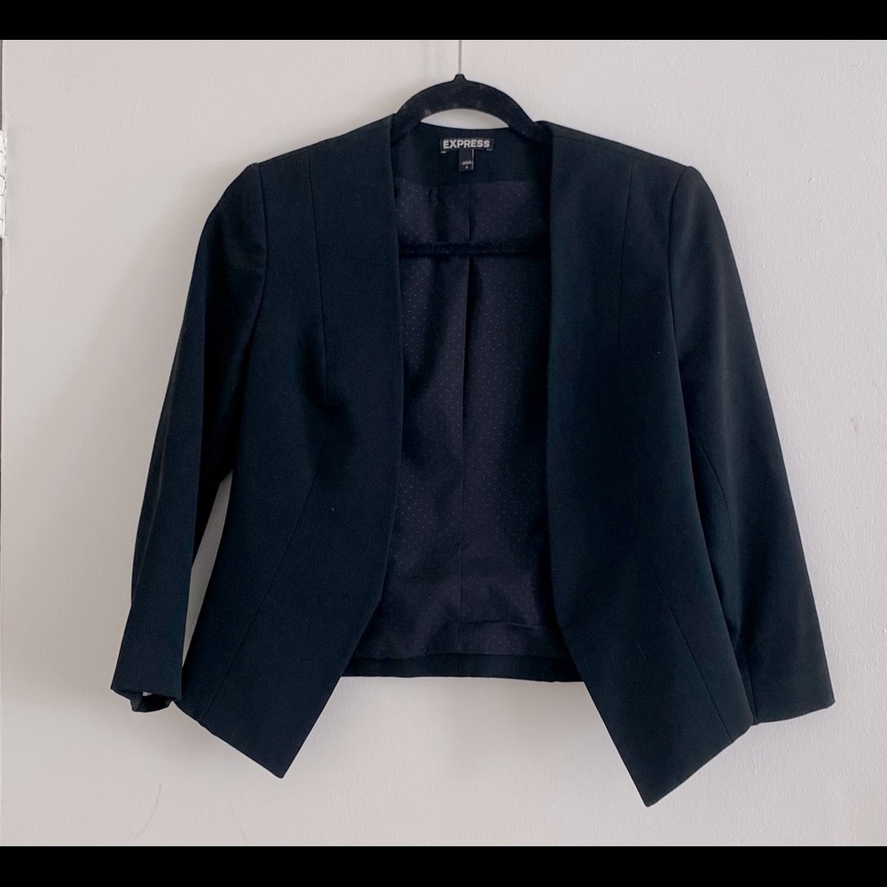 Express Black Crop 3/4 Sleeve Blazer